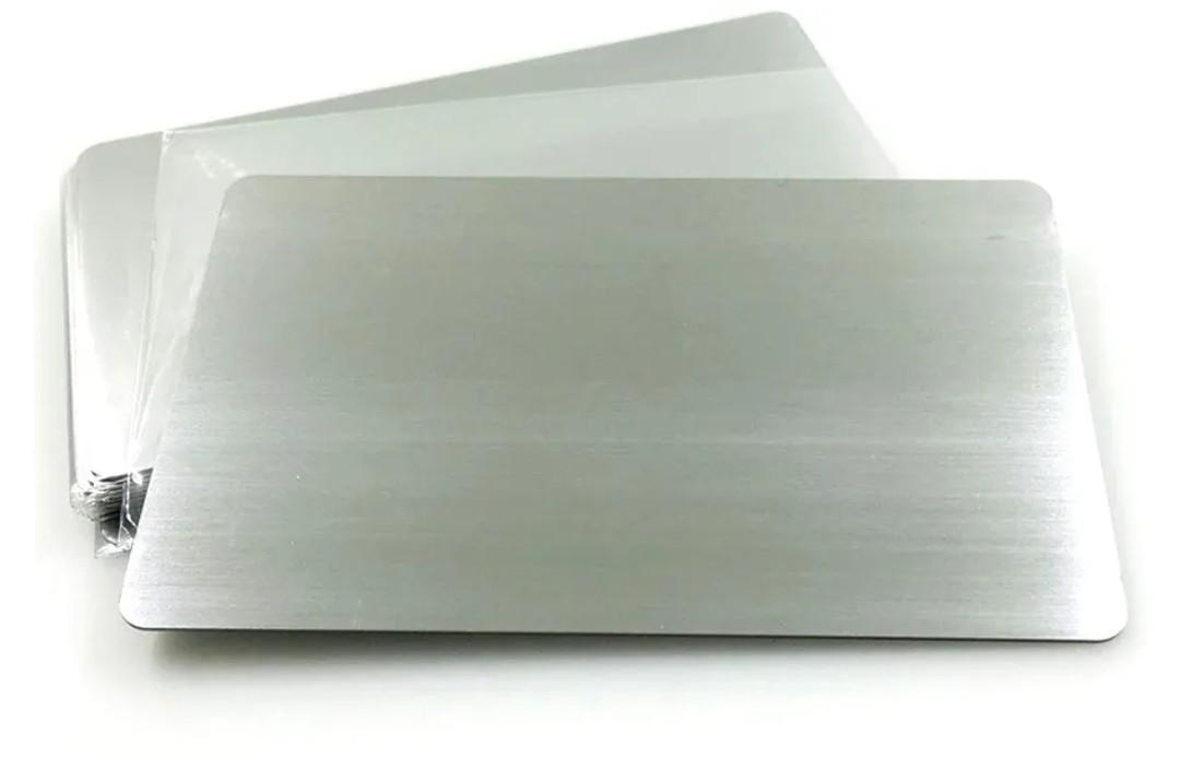 304 Stainless Steel Thick 0.5mm Metal Business Cards Blank Tablet 86X54mm Pack of 10PCS (Silver Brushed Finishing, Blank)