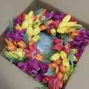 Vlorart Tulip Wreath for Front Door, 23 Inch Artificial Spring Summer Wreaths for Outside All Season with Green Leaves and Purple Flowers, Door Wreath for Farmhouse and Wedding Party Outdoor Decor