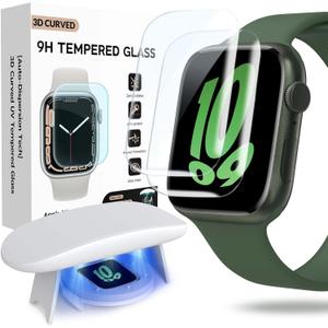 Compatible for Apple Watch Seires 9 8 7 Screen Protector 41mm, Tempered Glass   Full Coverage Bubble Free HD Film for iWatch Seires 9/8/7 41mm - 2 Pack