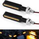 2PCS Flowing LED Motorcycle Turn Signal Lights, Aluminum Alloy 12V Super Bright Motorbike Front Rear Blinkers Indicators Fit for Harley Honda KTM Kawasaki Suzuki Yamaha - Amber