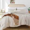 ROSGONIA King Size Comforter Set Beige, 3pcs (1 Boho Comforter & 2 Pillowcases) All Season Bedding Soft Lightweight Bedspread Cozy Blanket Quilt (King Comforter 104"x90")