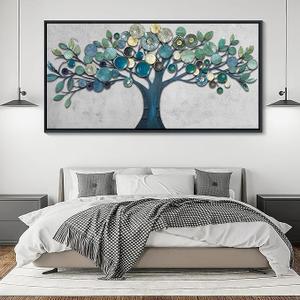 CHATYOUNG Large Wall Art Office - Framed Blue Gold Leaves Gray Background Canvas Print Nature Wall Paintings Artwork for Living Room Bedroom Office Kitchen Home Wall Decor 58"x29" CHATYOUNG Large Wall Art Office - Framed Blue Gold Leaves Gray Background Canvas Print Nature Wall Paintings Artwork for Living Room Bedroom Office Kitchen Home Wall Decor 58"x29"