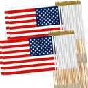 American Flags on Stick for Outside, 12x18 In, 50 Pack