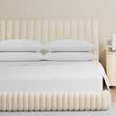 Carressa Linen 100% Egyptian Cotton King Size Sheets Set - 800 Series Tulips Collection Egyptian Cotton Sheets King Size (6 PC, Crisp White), 16" Deep Pocket Sateen Weave Luxury Bed Sheet