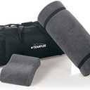 Tempur-Pedic Set-Includes Travel Size TEMPUR-Neck Pillow, Mattress Overlay, and Carry Bag, Gray, Large