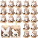 MTLEE 20 Sets Baptism Candle Favors for Guests Wooden Candle Holders with Tealight Candles Tags and Gift Boxes for Baptism Wedding Party Baby Shower Souvenirs (White1,Thank You)