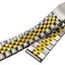 flat end 18mm 19mm 20mm jubilee with double button buckle stainless steel watch bracelet fit for rlx skx watch (2 tone gold)