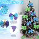 Chuangdi 24 Pcs Monster Christmas Bows Ornaments 6 Inch Large Christmas Tree Decorations Blue Purple Green Monster Bow Decor for Xmas Tree Ornaments Gift Wrapping DIY Crafts Supplies