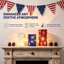 Set of 3 Celebration Hurricanes Lantern Firework Lights with Timer - Etched Starburst Warm White LED Lights,Patriotic Twinkling Decorative Centerpiece Memorial Day Decor for Mantel, Wedding Holiday