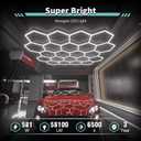 Hexagon Garage Lights: 581W 83 Pack 22 Grids LED Garage Lights - Easy Install 6500K Super Bright Honeycomb Light for Warehouse, Car Detailing Shop, Exhibition Hall, Gym