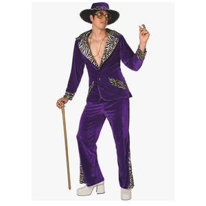 Morph Purple Pimp Costume For Men, Mens Pimp Daddy Costume, Purple Outfit for Men, Halloween Dress Up, Size Standard