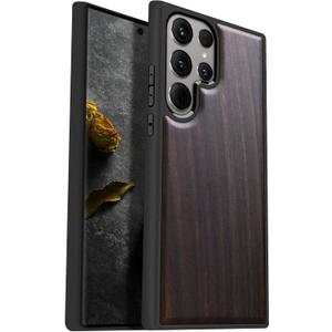 Carveit Wood Case for Galaxy S24 Ultra Case [Natural Wood & Black Soft TPU] Shockproof Protective Cover Unique Wooden Design Compatible with Samsung S24 Ultra (Natural Wood-Blackwood)