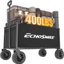 EchoSmile Collapsible Wagon Cart, Heavy Duty 400lbs Capacity, Black