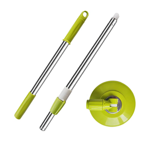 Spin Mop Replacement Mop Handle, 49-inch 360 Degrees Rotating Telescopic Replacement Mop Stick with Reinforced Plastic Disc for Spin Mop Bucket Cleaning System (Plastic Disc, Green)