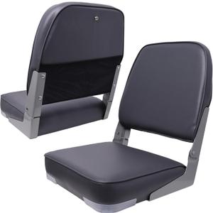 Folding Boat Seat Padded Fishing Boat Chair with Backrest Marine Bass Jon Boat Seats 2 Pack (Dark Gray)