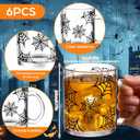Maxcheck 6 Pack 12 oz Halloween Coffee Mugs Spider Web Glass Cups Gifts Bulk Clear Drinking Wine Glasses with Handle for Halloween Party Supplies Decorations