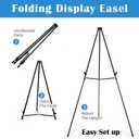 Falling in Art 63" High Black Aluminum Display Easel Stand, Large Adjustable Height Presentation Stand, Portable Tripod Holding Signs, Posters, and Whiteboards Up to 25lbs, 20 Inches X 3 Inches X 4 Inches