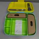 Munchkin Lunch Bento Box for Kids and Toddlers, Includes Stainless Steel Utensils, BPA-Free, 18 Months and Up, Blue/Green/Yellow
