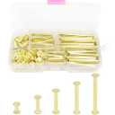 LBY 100pcs Phillips Chicago Screws, M5 x 10/20/30/40/50mm Binding Screw Posts, Book Screws, Binding Barrels and Screws Assortment Kit for Leather Saddles, Purses, Belt Repair, Copper-Plated (Golden)