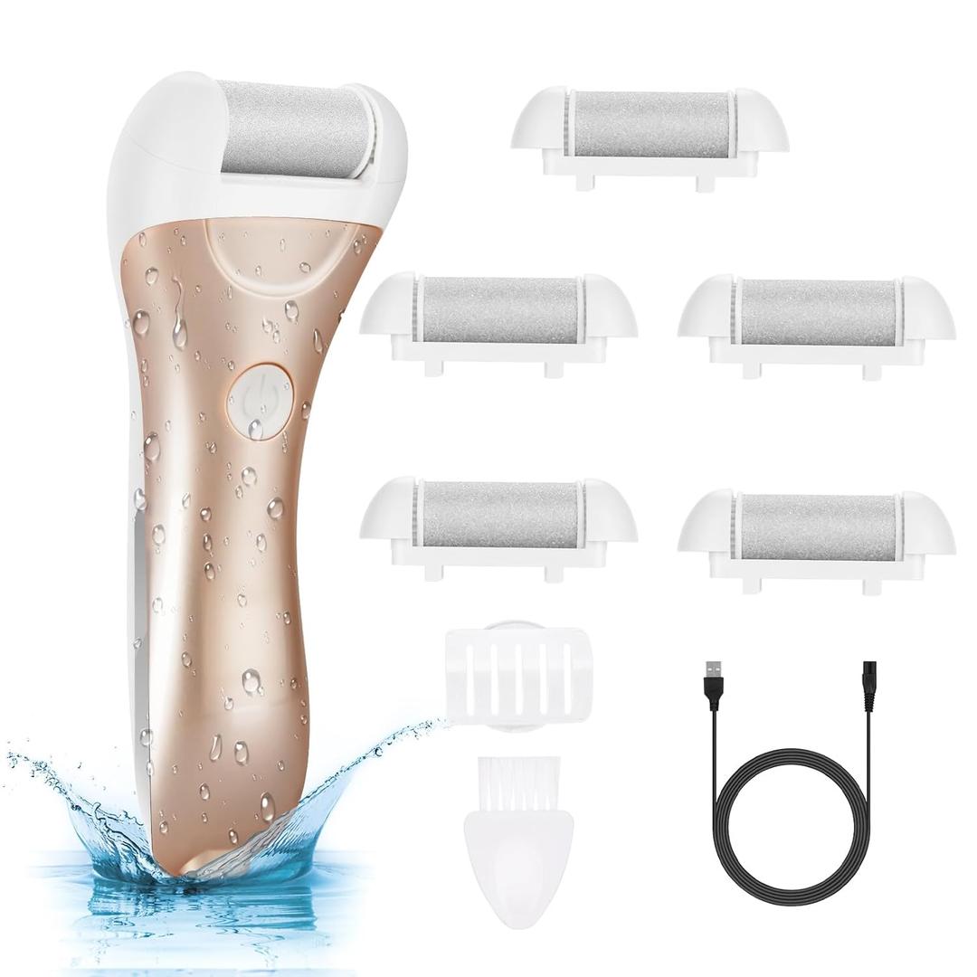 Callus Remover for Feet, Nicebirdie Electric Foot File Callus Removers Rechargeable Waterproof Pedicure Tools Foot Scrubber Shaver Feet Care Tool for Cracked Heels Dead Skin Golden