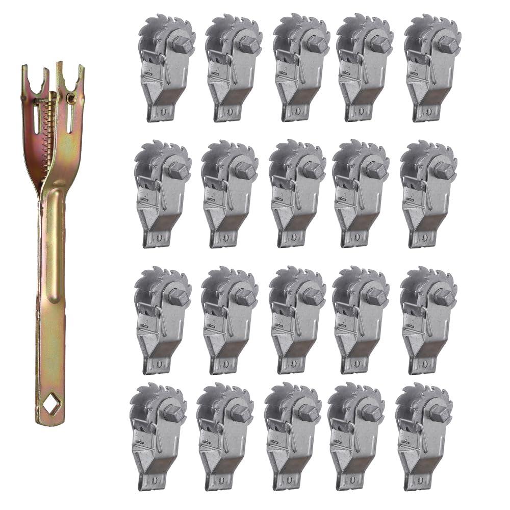 Electric Fence Wire Strainer, 20PCS Heavy Duty Inline Wire Tensioner, Wire Ratchet Tensioner for Electric Fence,& 1pc Handle
