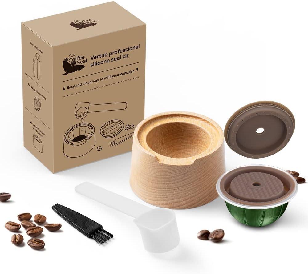 Professional Silicone Seal Kit to Reuse Compatible Vertuoline Capsules, Vertuoline Pods Refillable (Complete Kit+1 Silicon seal) (2.1 Vertuo Professional Silicone Seal Kit)