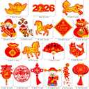 Happy Chinese New Year Hanging Swirls 2026 Chinese New Year Party Decoration Year of Horse New Year Themed Swirl Ceilings Smile Spring Festival Hanging Streamers for Lunar New Year Party Supplies