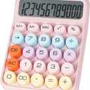 Mechanical Switch Calculator with Big Buttons, Calculators Desktop, 12 Digits, Large LCD Display, Desk Calculator, Cute Pink Calculators for Teachers Students Basic Office (Pink)