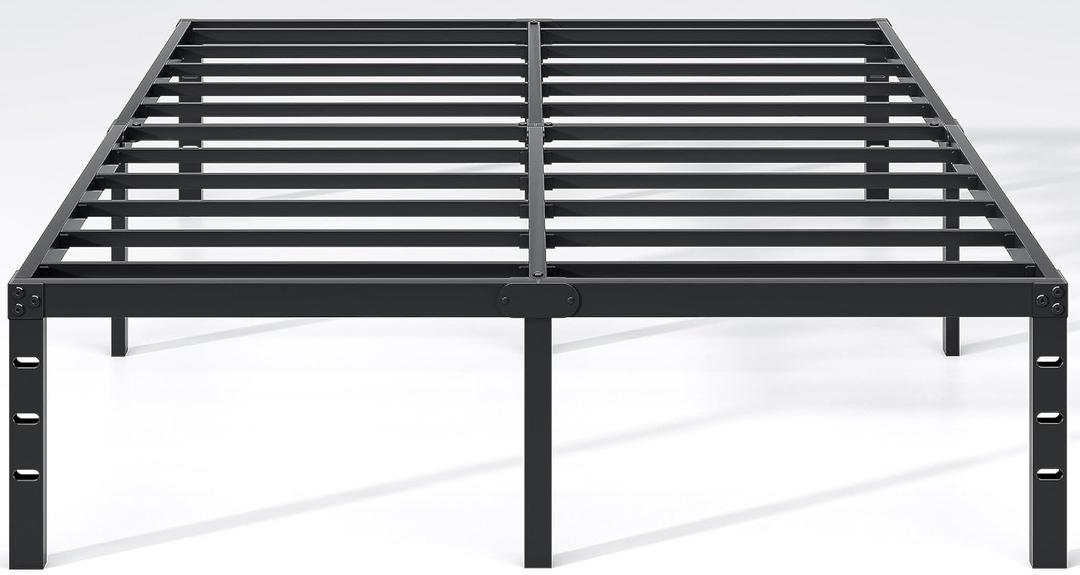Metal Bed Frame,King Size Bed Frame with Storage Space,Heavy Duty Sturdy Mattress Foundation,Easy Assembly,No Box Spring Needed, Black,14 Inch,King