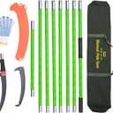 Pole Saws for Tree Trimming, 27 FT Manual tree purner with 8-Section Fiberglass Handle, Sharp steel Blade, Easy to Carry and Lightweight Extendable Design for Tree Maintenance, Green