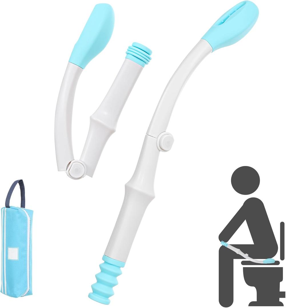 Portable Toilet Aids for Wiping - 15.7 Press to Fold Long Reach Comfort Bottom Buddy Wiping Aid - Travel Butt Wiper After Surgery for Disabled,Elderly,Pregnant