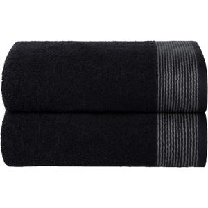 BELIZZI HOME Ultra Soft 2 Pack Oversized Bath Towel Set, 28x55 inches, 100% Cotton, Large, Absorbent, Quick Dry, Lightweight, Ideal for Gym, Travel, Camp, Pool - Black