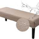 Genina Stretch Dining Bench Covers, Waterproof Stretch Jacquard Bench Seat Protector Cover, Rectangular Bench Cover for Bedrooms, Living Rooms, Kitchens, Removable, Washable-Taupe (Argyle)