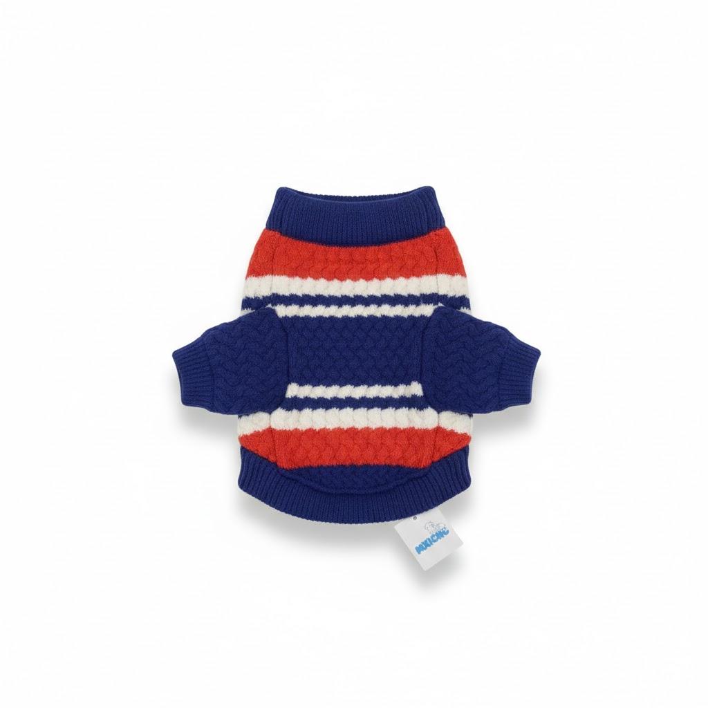 Dog Sweater for Small Medium Dogs, Classic Wool Turtleneck Knitted Striped Pet Sweater, Warm Winter Holiday Outfit for Boy & Girl Dogs, Cats, Medium