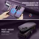 Defencase for Samsung Galaxy S24+/ S24 Plus Magnetic Wallet Case Compatible with Magsafe with RFID Blocking Zipper & Card Holder, PU Leather Detachable Phone Case for Galaxy S24+/ Plus 5G 6.7", Purple