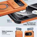 JAME for Google Pixel 10A Case, Ring Holder Stand Kickstand, Slide Camera Cover with Screen Protector, Dual-Layer Shockproof Protective, Magnetic Accessory Friendly Google Pixel 10a Phone Case, Orange