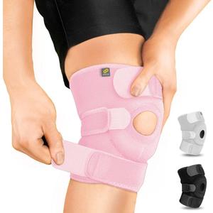 Bracoo Knee Support Brace for Men Women, Adjustable Compression Sleeve Wrap Patellar Pad Tendon - Arthritis Pain, meniscus tear, Injury Recovery, Running, Workout, KS10 (Pink)