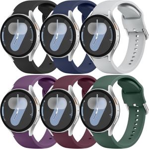 Vanjua Bands for Samsung Galaxy Watch 7/6 / 5/4 / FE Band 40mm 44mm, Galaxy 5 Pro 45mm, Galaxy 6 Classic 43mm 47mm, Galaxy 4 Classic 42mm 46mm, 6 PACK Soft Silicone Sport Strap Women Men