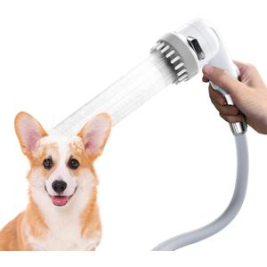 Dog Shower Attachment, Pet Shower Set with 9.84ft Hose, 3-mode Handheld Dog Shower Head, Pet Shower Attachment, No Drill Hook, Pet Bathing Tool (White)
