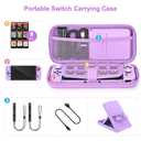 Younik Switch Accessories Bundle, 17 in 1 Purple Switch Accessories Kit for Girls Include Switch Carrying Case, Adjustable Stand, Protective Case for Switch Console & J-Con