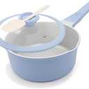 AIKENBBKK Small Sauce Pan with Lid, 1.5 Qt Ceramic Saucepan with Lid, Non Stick Sauce Pan, Milk Pot & Sauce Pot & Saucepan with Pour Spout, Detachable Handle Milk Pan, Induction Compatible, Oven Safe