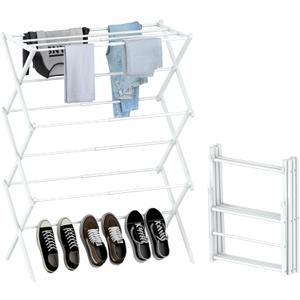 Clothes Drying Rack Foldable, 3-Tier Laundry Drying Rack Clothing Use for Indoor & Outdoor Antirust Foldable Drying Racks White 14" D x 28.7" W x 41" H