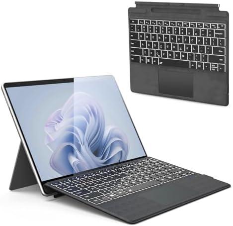 Surface Pro Keyboard, Wireless Type Cover for Microsoft Surface Pro3/4/5/6/7 , Ultra-Slim Bluetooth Portable Magnetic Keyboard with 7 Color Backlit, Pen Holder, Trackpad