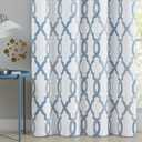 100% Blackout Curtains 54 Inches Long for Bedroom, Blue Grey on White Moroccan Geometric Patterned Window Curtain for Living Room, Farmhouse Thermal Insulated Drapes Grommet Top 2 Panels