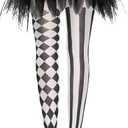 Spooktacular Creations Halloween Clown Tights for Adult Women, Halloween Black and White Harlequin Tights for Halloween Costume Cosplay Parties (Black, M)
