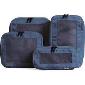 Aerotrunk Compression Packing Cubes for Travel - Luggage Organizer Bags - Double Zipper Packing Cubes for Suitcases (4-Pack, Dark Blue)