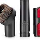 botzi 2 PCS 25mm Horse Hair Vacuum Brush Attachment with Adapter and Trigger Lock, Round Dust Brush, Compatible with Dyson V15 V11 V10 V8 V7 V6 Vacuum Cleaners, Vacuum Converter Adapter, Easy Install