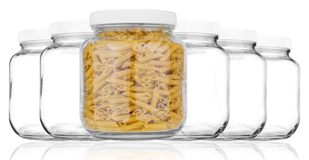 kitchentoolz 6 Pack of Half Gallon Mason Jars  Wide Mouth with Airtight Lid  Safe Container for Fermenting, Pickling, and Storing