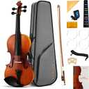Fesley Violin Fiddle Beginner Set: 1/4 Matt for Student, Acoustic Violin with Hard Case, Solidwood Hand Made Starter Kit with Violin Bow, Rosin, Shoulder Rest, Tuner, Extra Strings