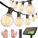 Addlon 50FT Solar String Lights for Outside G50 Waterproof with USB Port Solar Patio Lights Outdoor Solar Powered LED Bulbs 3 Light Modes for Backyard Porch Garden Market Bistro Camping